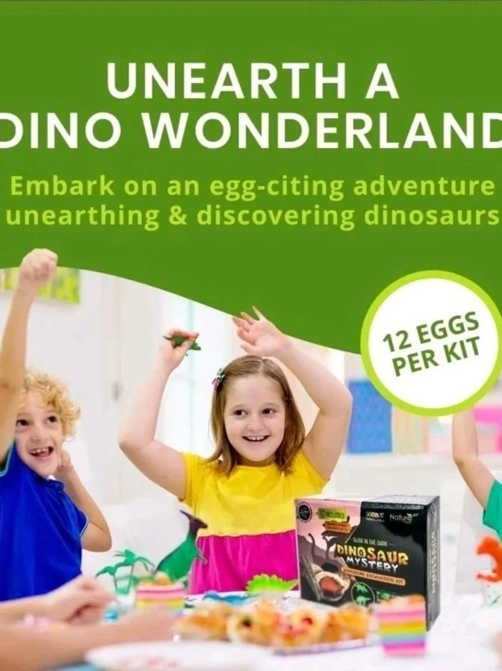 Excavation Adventure Dinosaur Eggs Kit-12 Mystery Glow in The Dark Science STEM